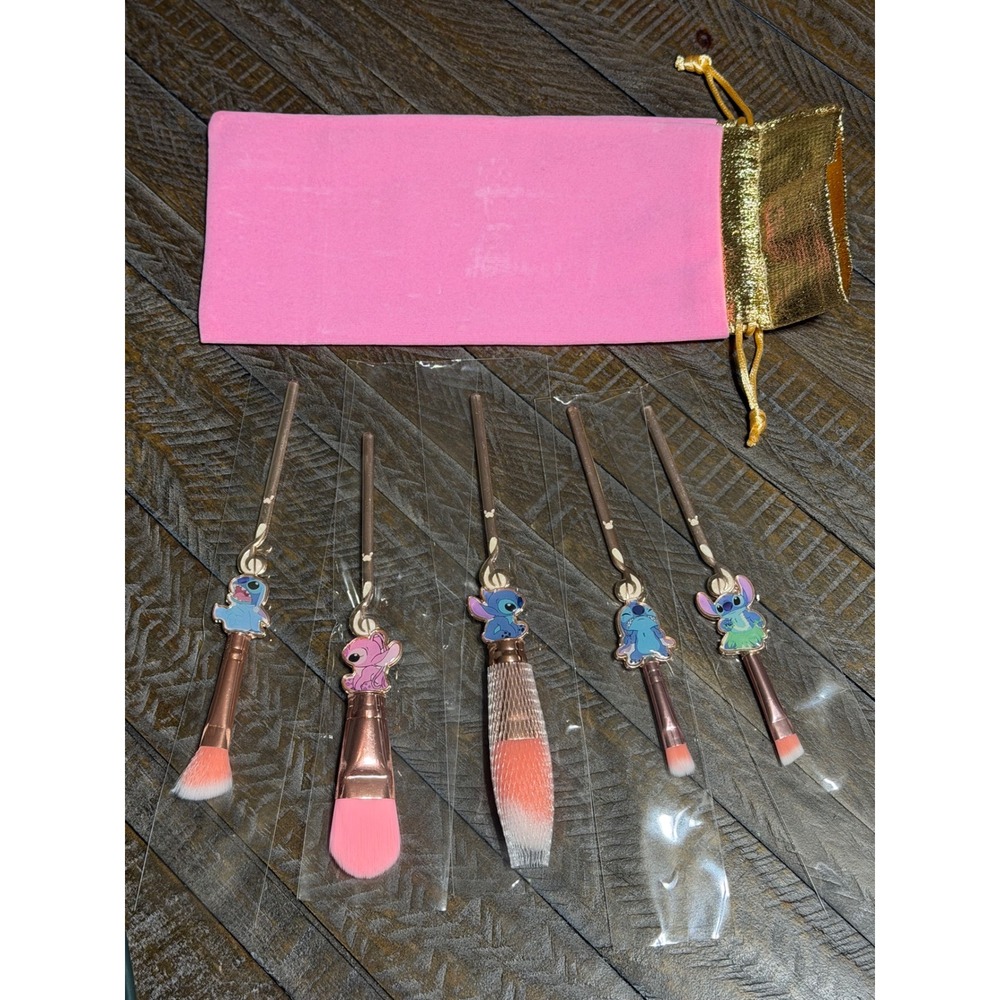 Unbranded Makeup Brush Set Kids OS Rose Gold New Stitch Angel 5pc Pouch